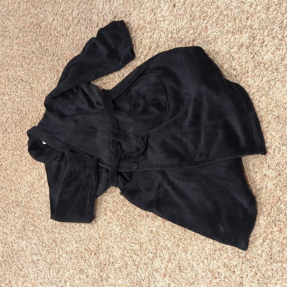 Black fleece warm robe kids size 14